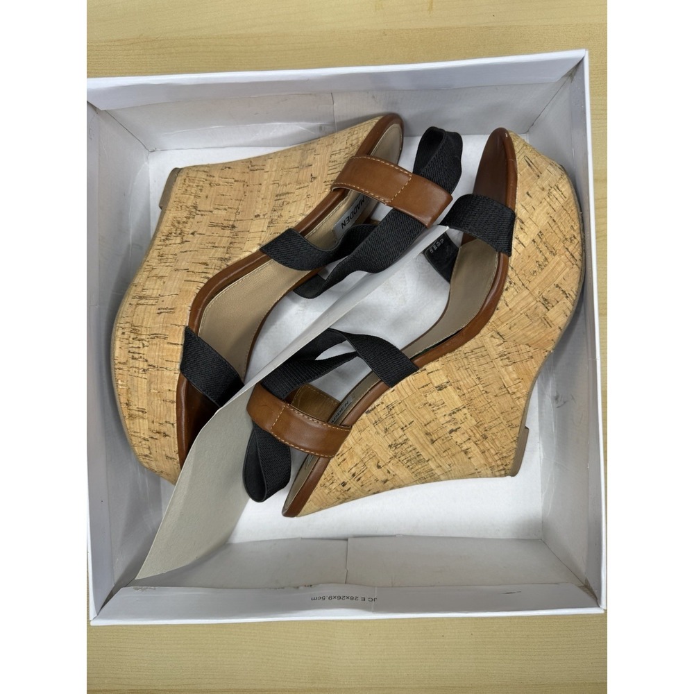 Steve Madden Women's Lanetta Brown And Black Wedges Size 10 Pre-owned
